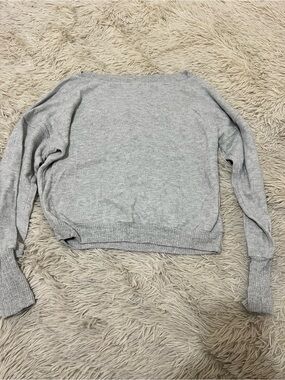 Project Social T Off-the-Shoulder Light Gray Sweater